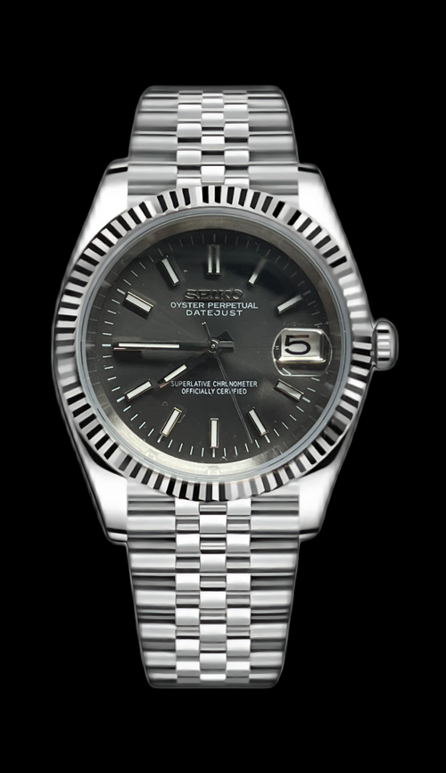 SeikoMod Dial Grey Datejust Jubilee